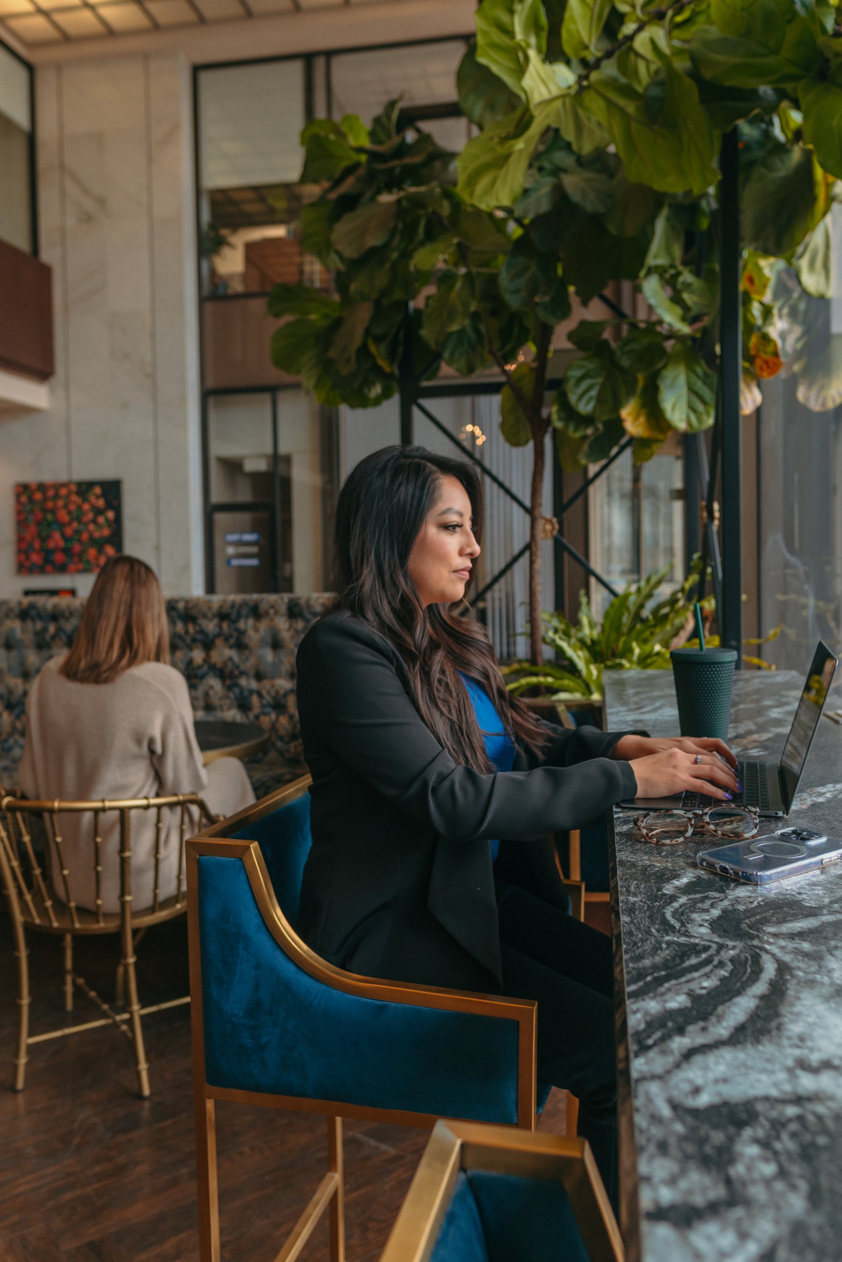 woman working on her laptop
